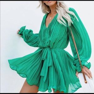 Endless Rose Viera Polka Dot Pleated Romper